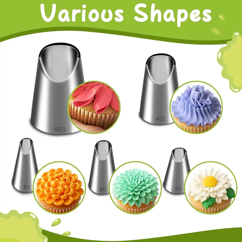 Kitchen Baking Store - Juego de 5 boquillas de acero