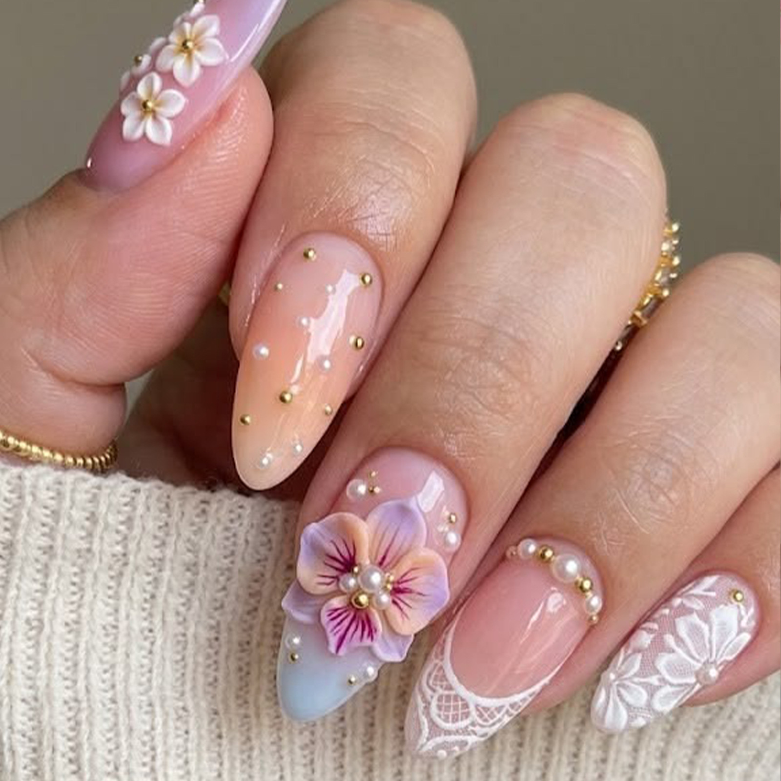 Decorating Tip Set - 24 Uñas Postizas con Degradado Rosa,