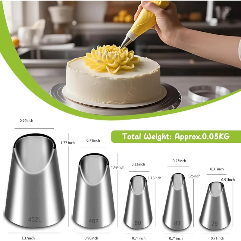 Juego de 5 boquillas de acero  - Kitchen Baking Store reseña y precio